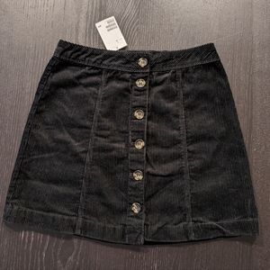 NWT H&M S/M Black Corduroy high waisted button up skirt